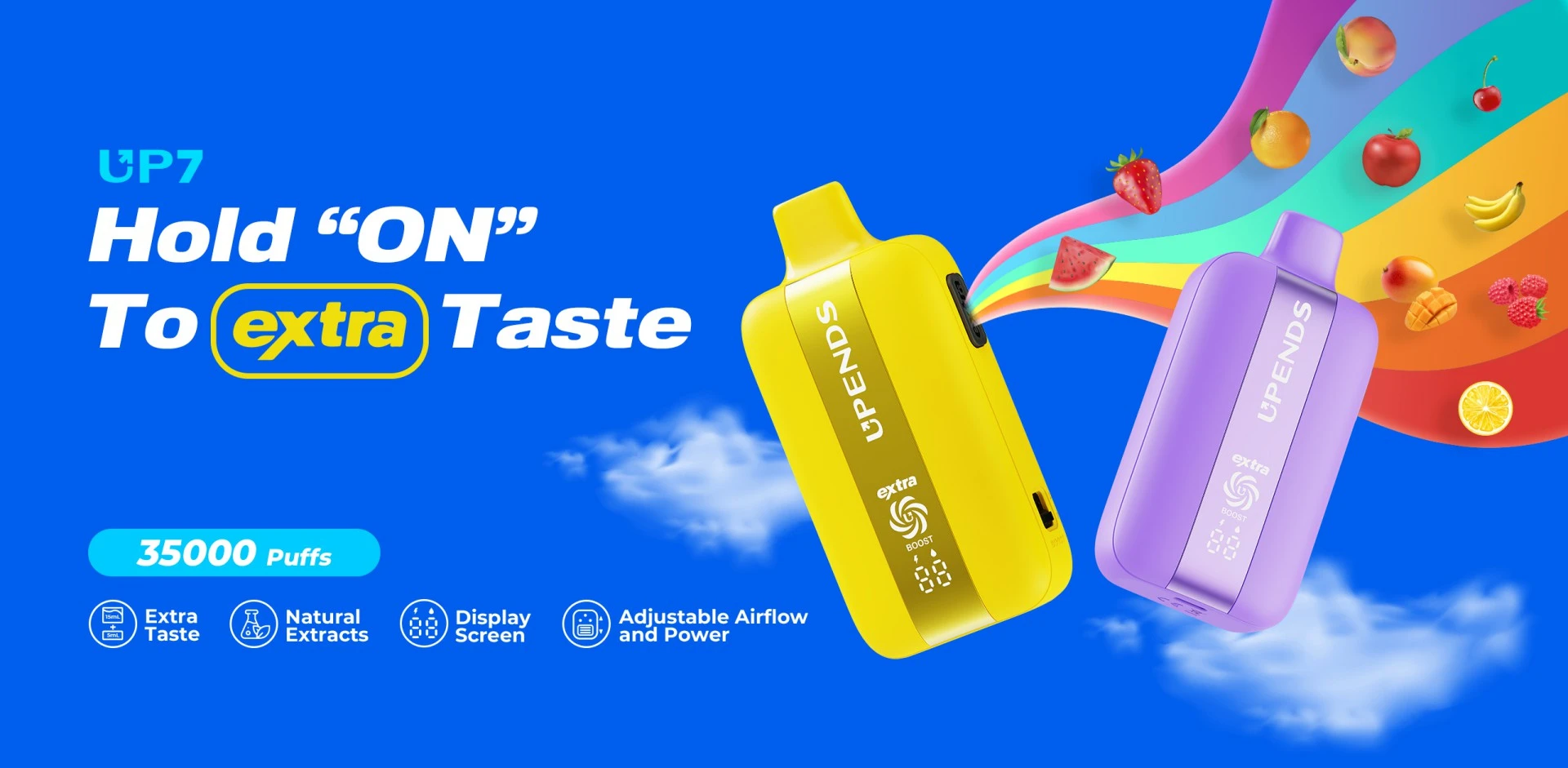 UP7, 35 000 zaciągnięć, jednorazowy vape z dodatkowym smakiem.