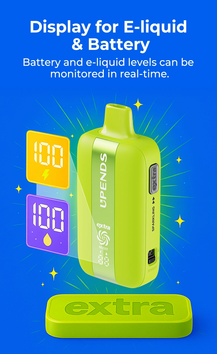 Wyświetlacz pokazuje poziom baterii i liquidu w czasie rzeczywistym